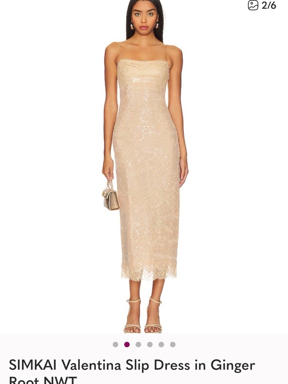 Jonathan Simkhai Ginger Root Sequin Slip Midi Dress